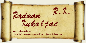 Radman Kukoljac vizit kartica